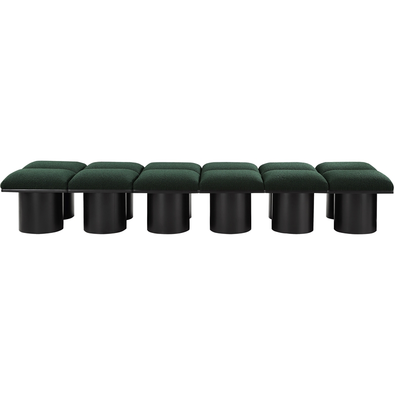 Meridian Furniture Pavilion Green Boucle Fabric Bench