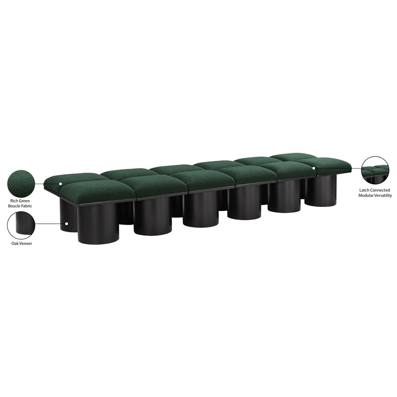 Meridian Furniture Pavilion Green Boucle Fabric Bench