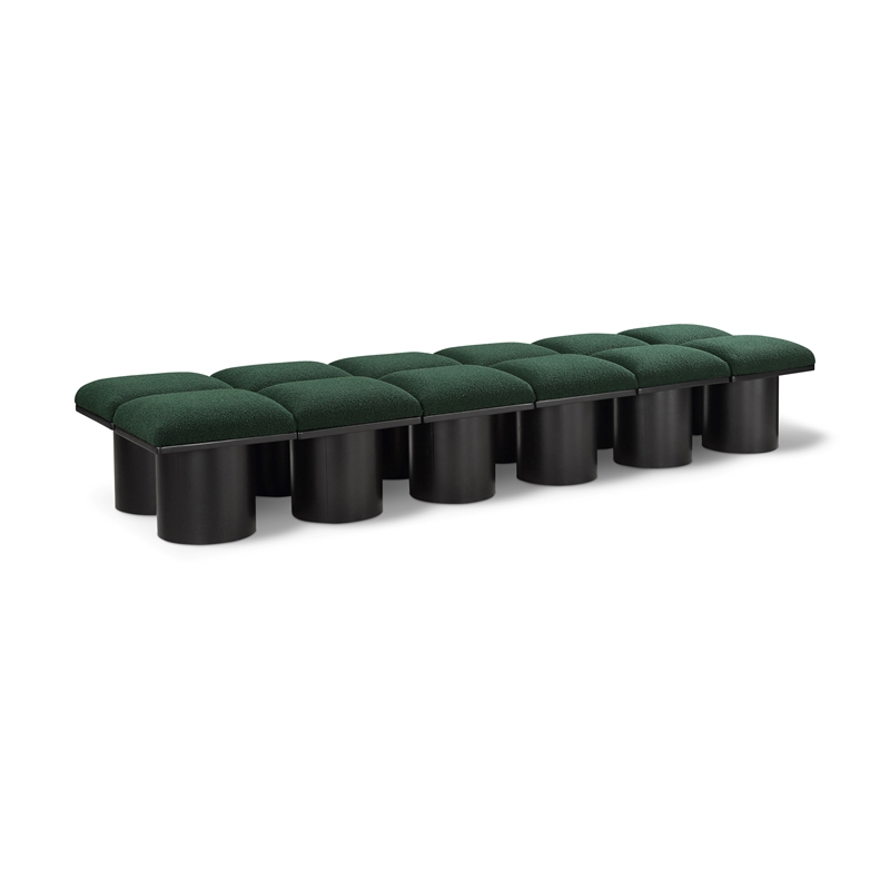 Meridian Furniture Pavilion Green Boucle Fabric Bench