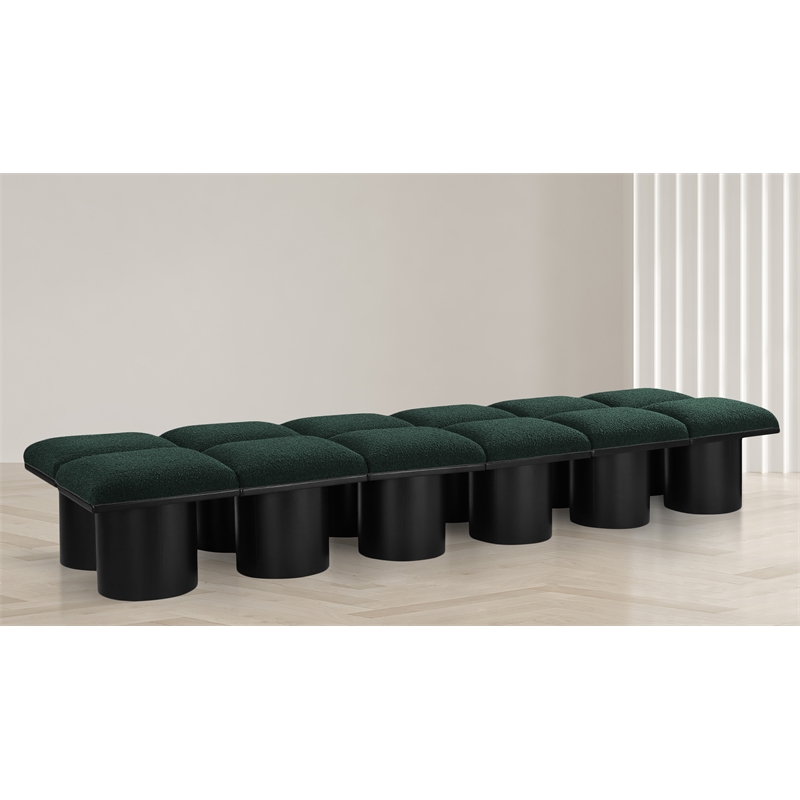 Meridian Furniture Pavilion Green Boucle Fabric Bench