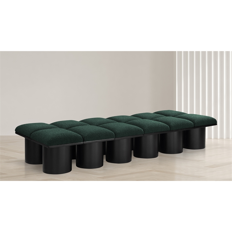 Meridian Furniture Pavilion Green Boucle Fabric Bench