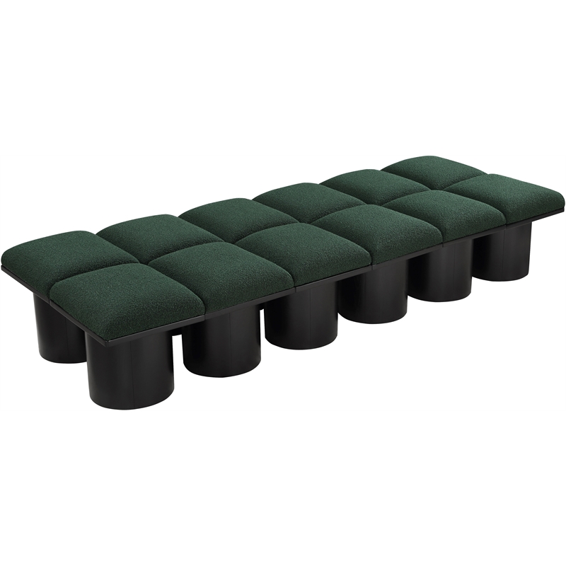 Meridian Furniture Pavilion Green Boucle Fabric Bench