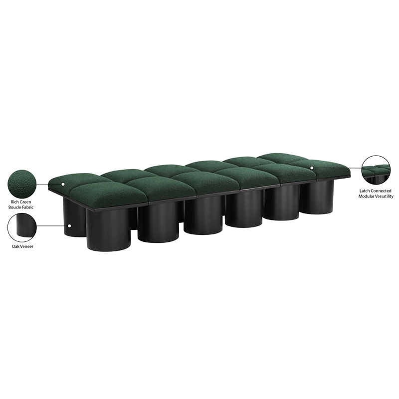 Meridian Furniture Pavilion Green Boucle Fabric Bench