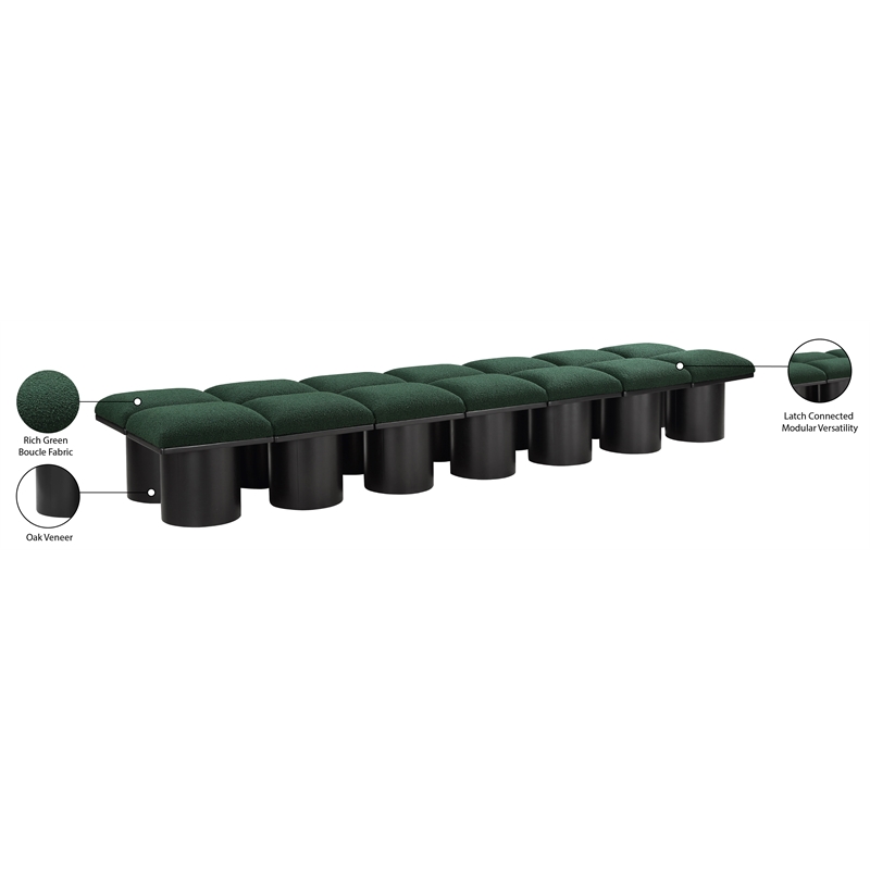 Meridian Furniture Pavilion Green Boucle Fabric Bench