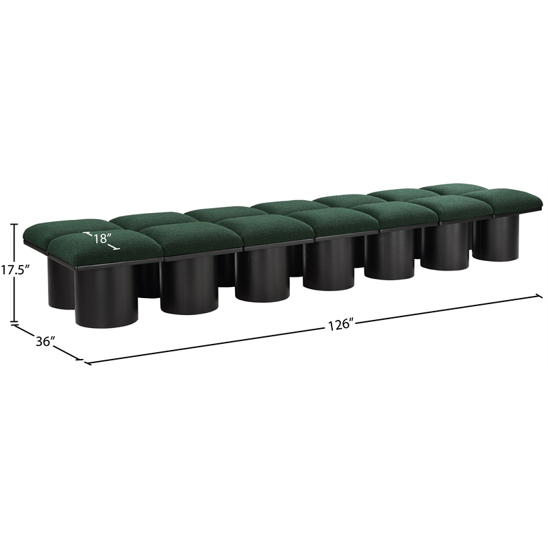 Meridian Furniture Pavilion Green Boucle Fabric Bench
