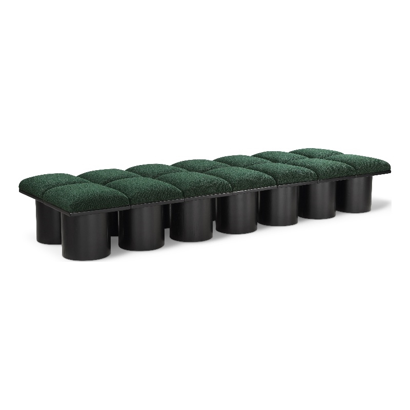 Meridian Furniture Pavilion Green Boucle Fabric Bench
