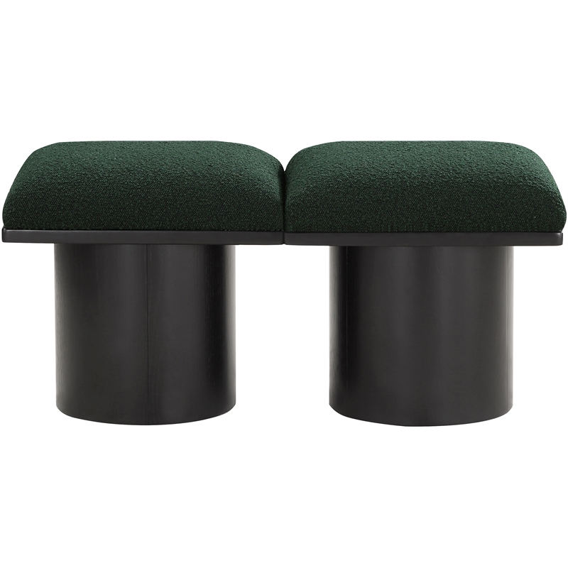 Meridian Furniture Pavilion Green Boucle Fabric Bench