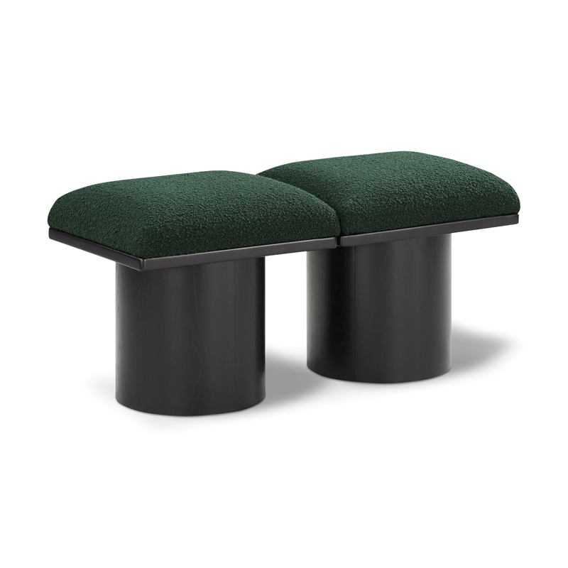 Meridian Furniture Pavilion Green Boucle Fabric Bench