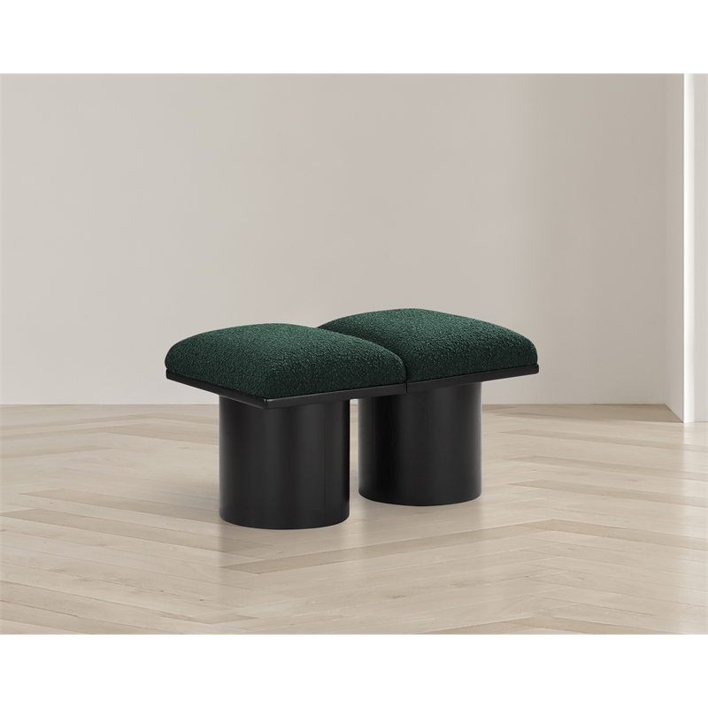 Meridian Furniture Pavilion Green Boucle Fabric Bench