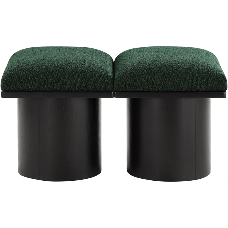 Meridian Furniture Pavilion Green Boucle Fabric Bench