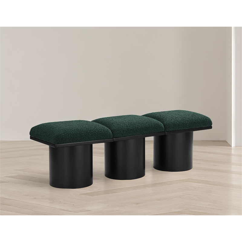 Meridian Furniture Pavilion Green Boucle Fabric Bench