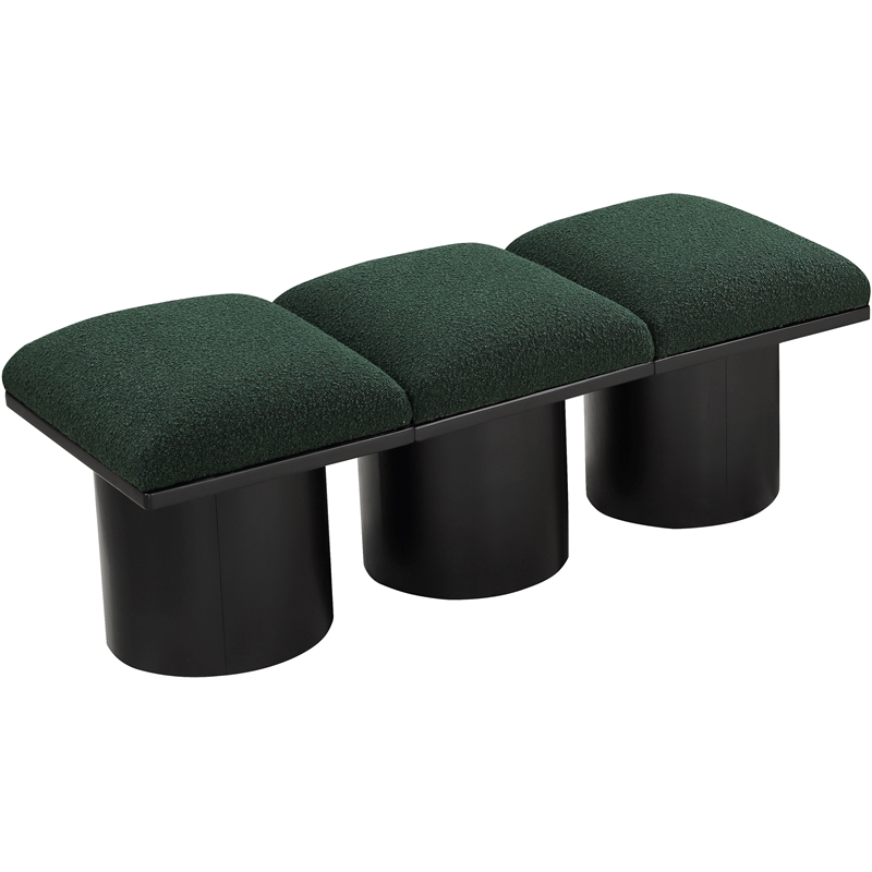 Meridian Furniture Pavilion Green Boucle Fabric Bench