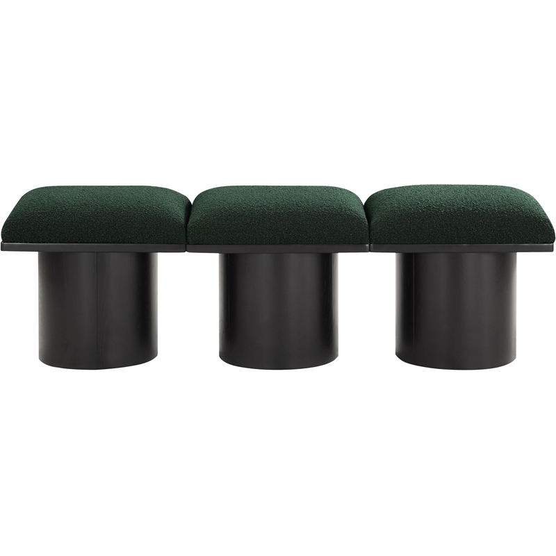Meridian Furniture Pavilion Green Boucle Fabric Bench