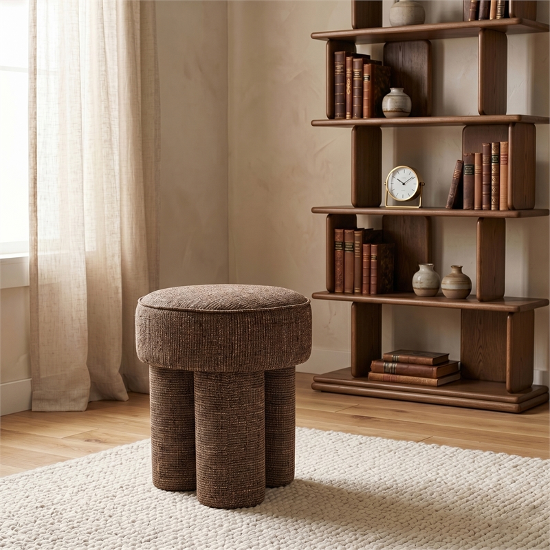 Meridian Furniture Larson Brown Fabric Ottoman/Stool