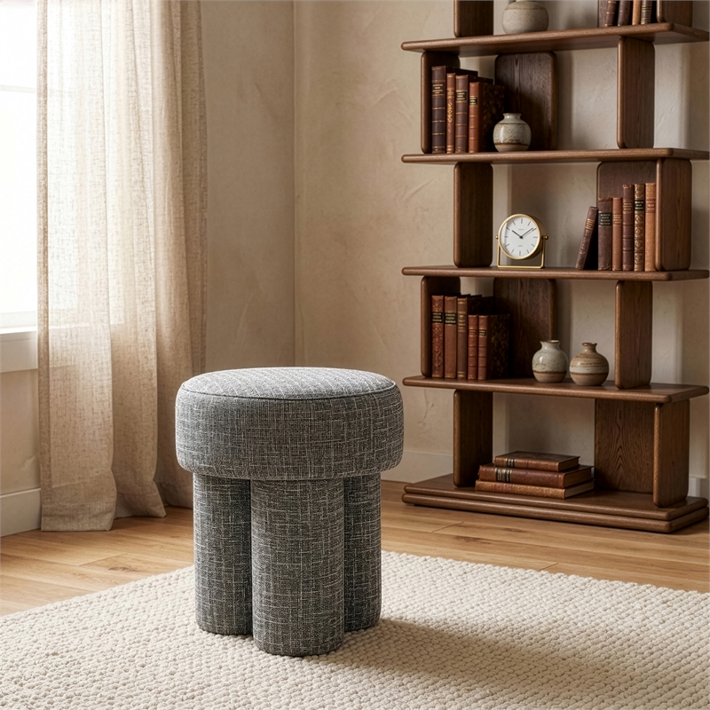 Meridian Furniture Larson Grey Fabric Ottoman/Stool