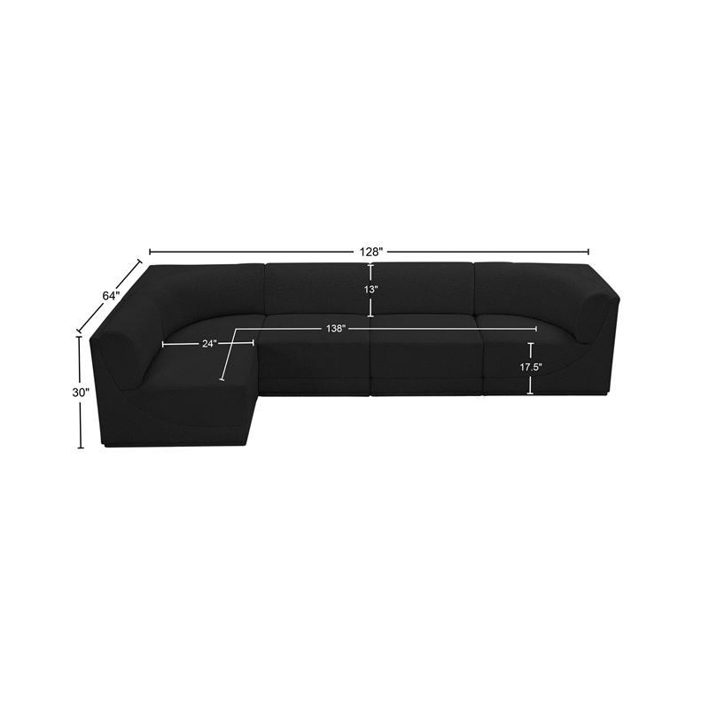 Meridian Furniture Ollie Black Boucle Fabric Modular Sectional