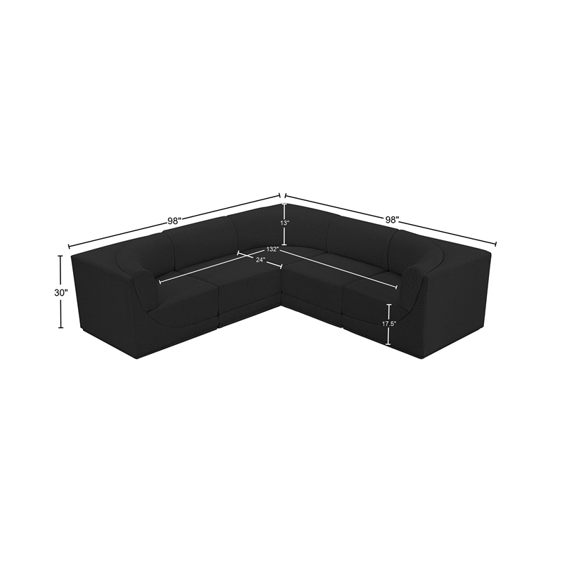 Meridian Furniture Ollie Black Boucle Fabric Modular Sectional