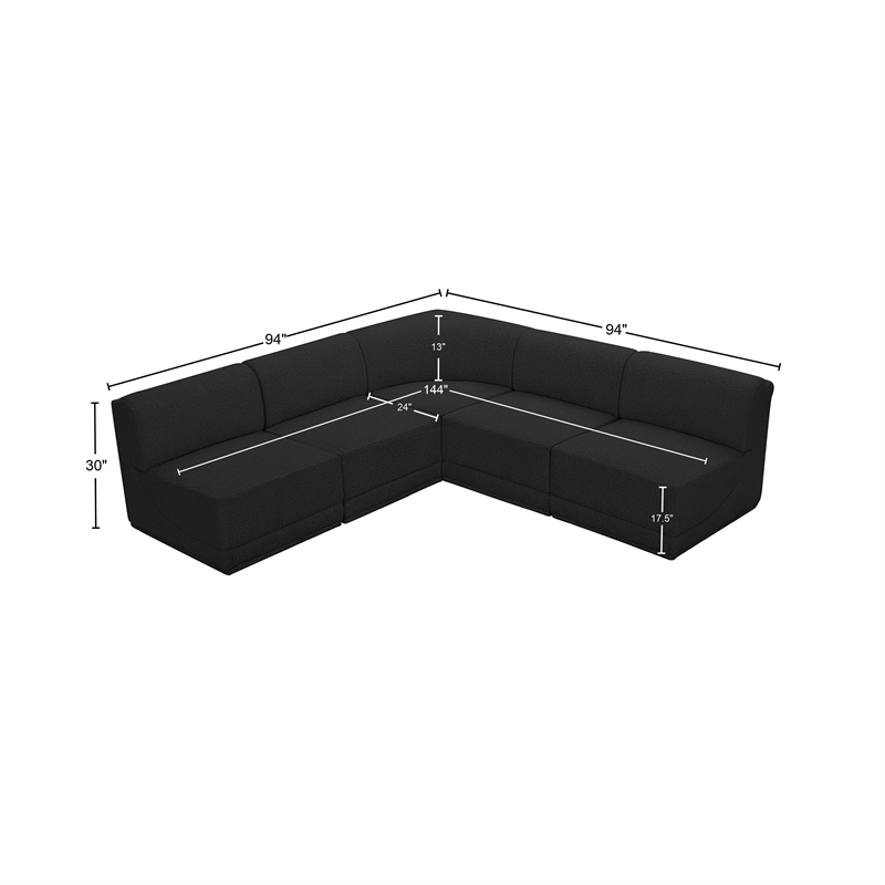Meridian Furniture Ollie Black Boucle Fabric Modular Sectional