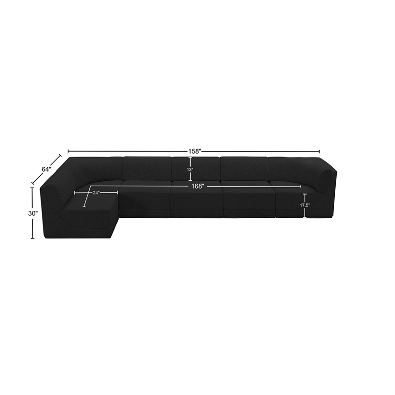 Meridian Furniture Ollie Black Boucle Fabric Modular Sectional
