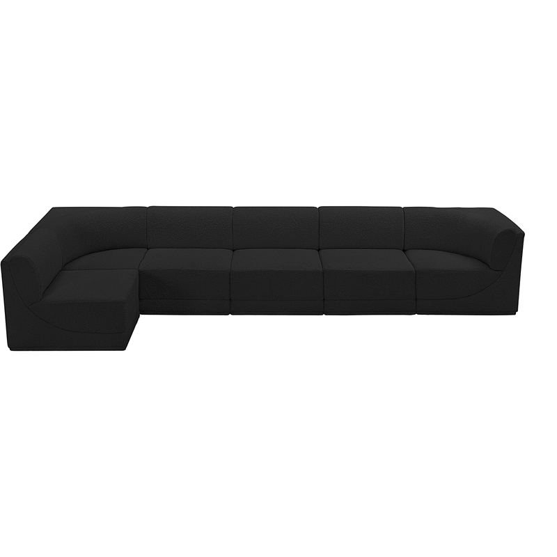 Meridian Furniture Ollie Black Boucle Fabric Modular Sectional