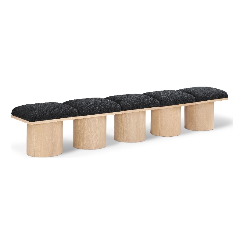 Meridian Furniture Pavilion Black Boucle Fabric Bench