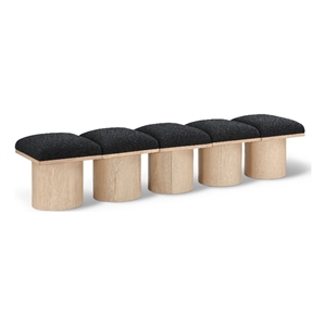 Meridian Furniture Pavilion Black Boucle Fabric Bench