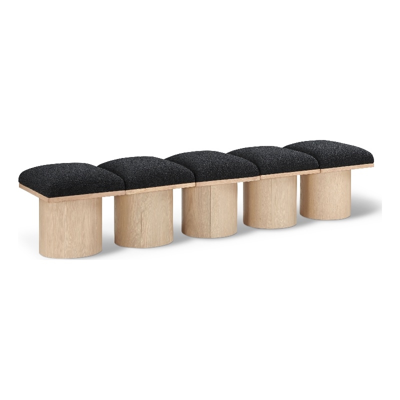 Meridian Furniture Pavilion Black Boucle Fabric Bench