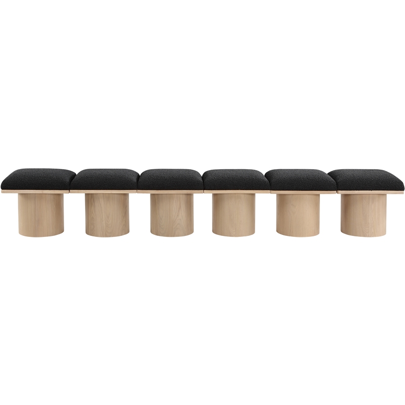 Meridian Furniture Pavilion Black Boucle Fabric Bench