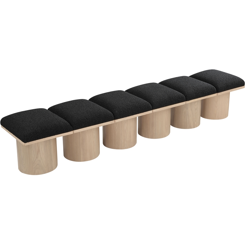 Meridian Furniture Pavilion Black Boucle Fabric Bench