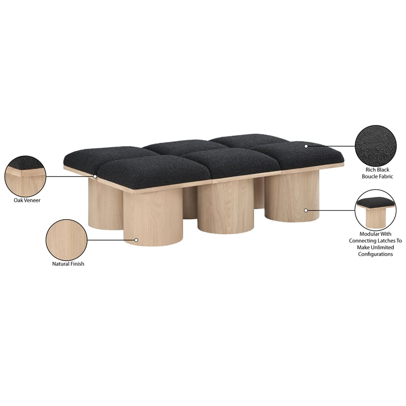 Meridian Furniture Pavilion Black Boucle Fabric Bench