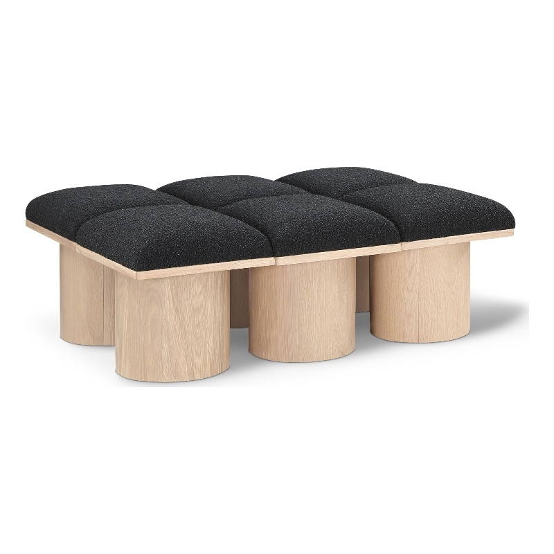 Meridian Furniture Pavilion Black Boucle Fabric Bench