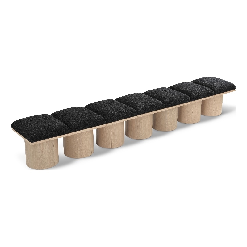 Meridian Furniture Pavilion Black Boucle Fabric Bench