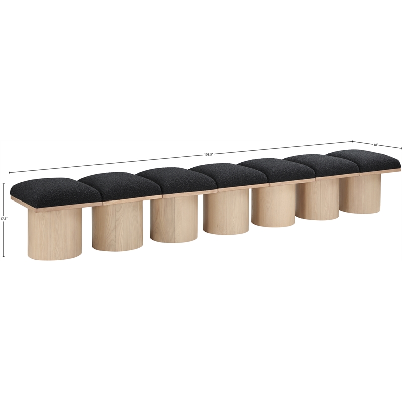 Meridian Furniture Pavilion Black Boucle Fabric Bench