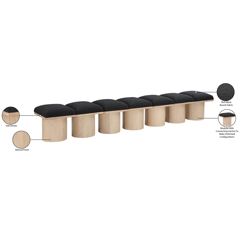 Meridian Furniture Pavilion Black Boucle Fabric Bench