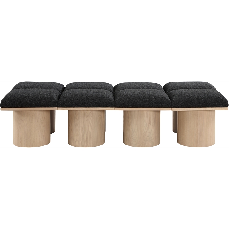 Meridian Furniture Pavilion Black Boucle Fabric Bench