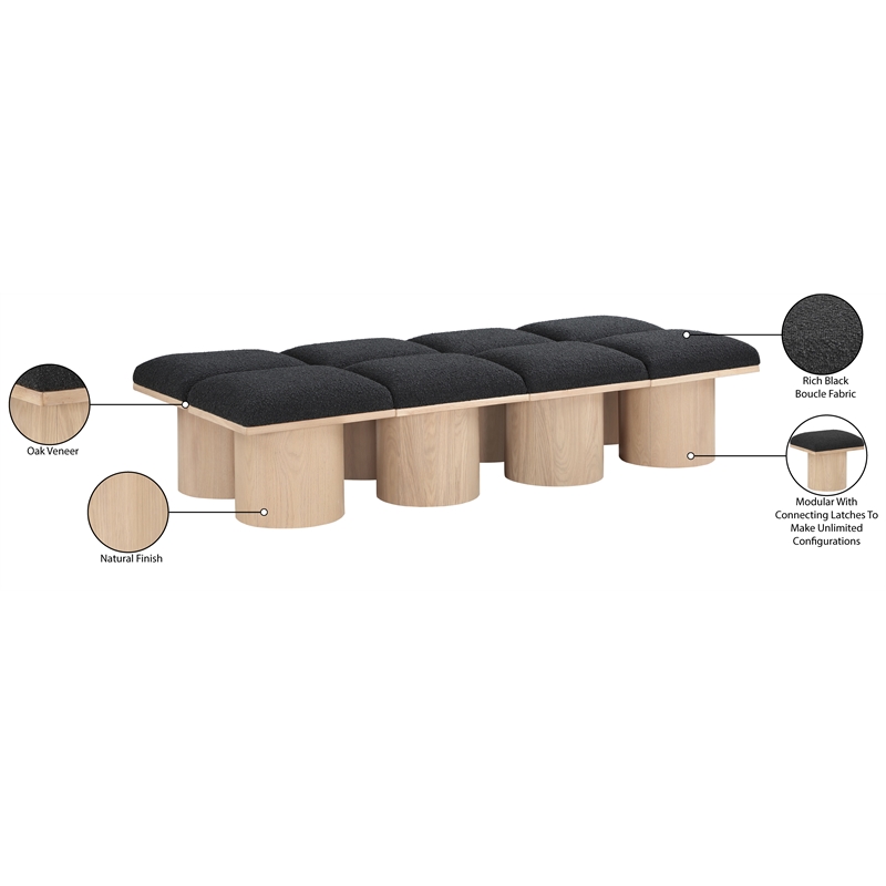 Meridian Furniture Pavilion Black Boucle Fabric Bench