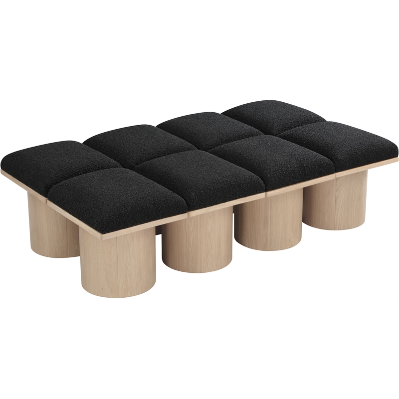 Meridian Furniture Pavilion Black Boucle Fabric Bench