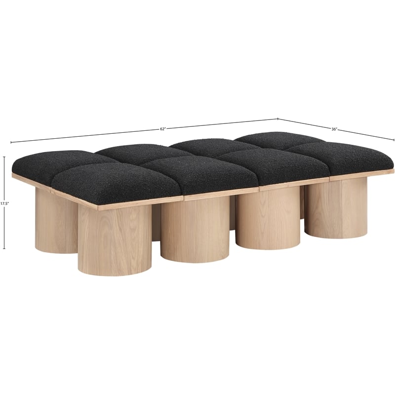 Meridian Furniture Pavilion Black Boucle Fabric Bench