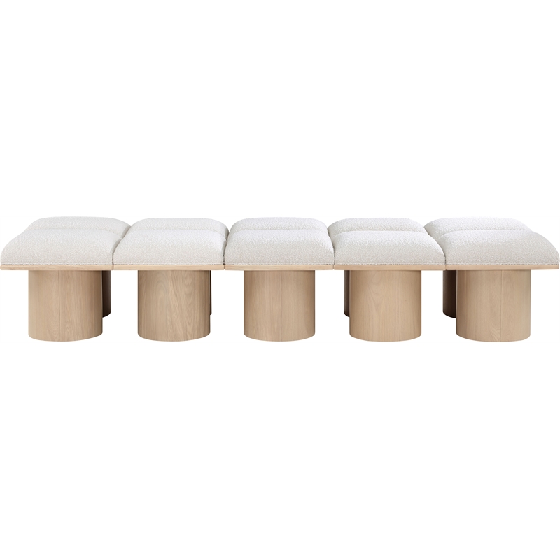 Meridian Furniture Pavilion Cream Boucle Fabric Bench