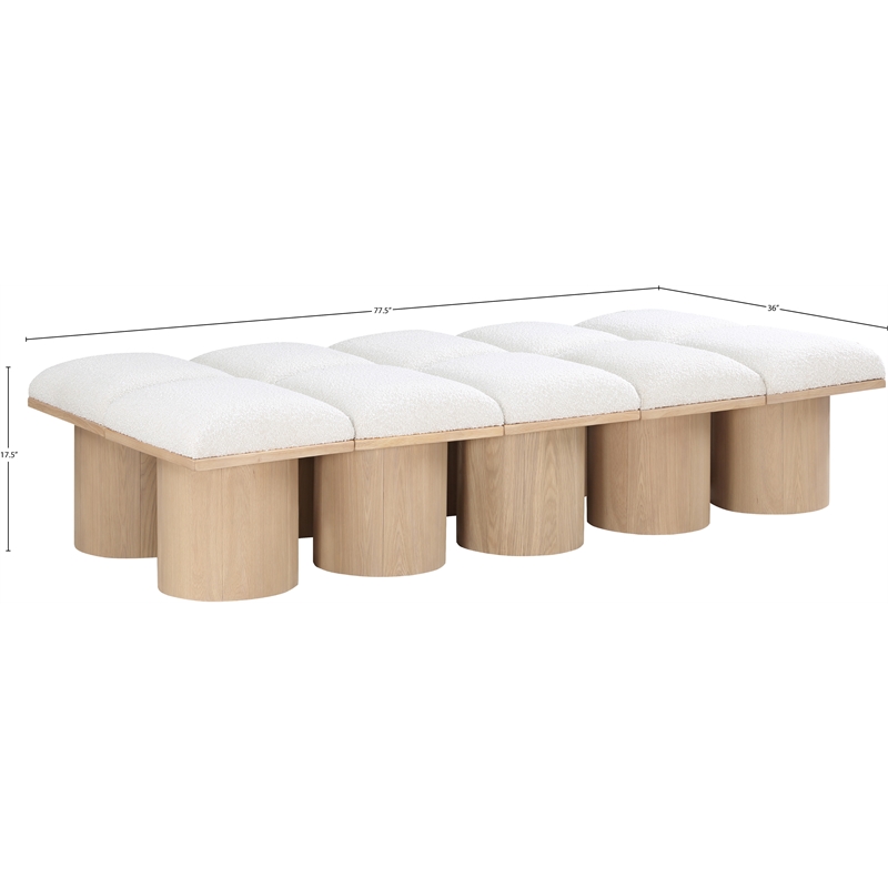 Meridian Furniture Pavilion Cream Boucle Fabric Bench