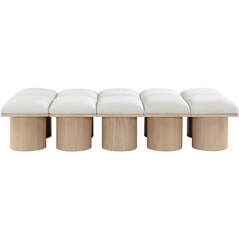 Meridian Furniture Pavilion Cream Boucle Fabric Bench