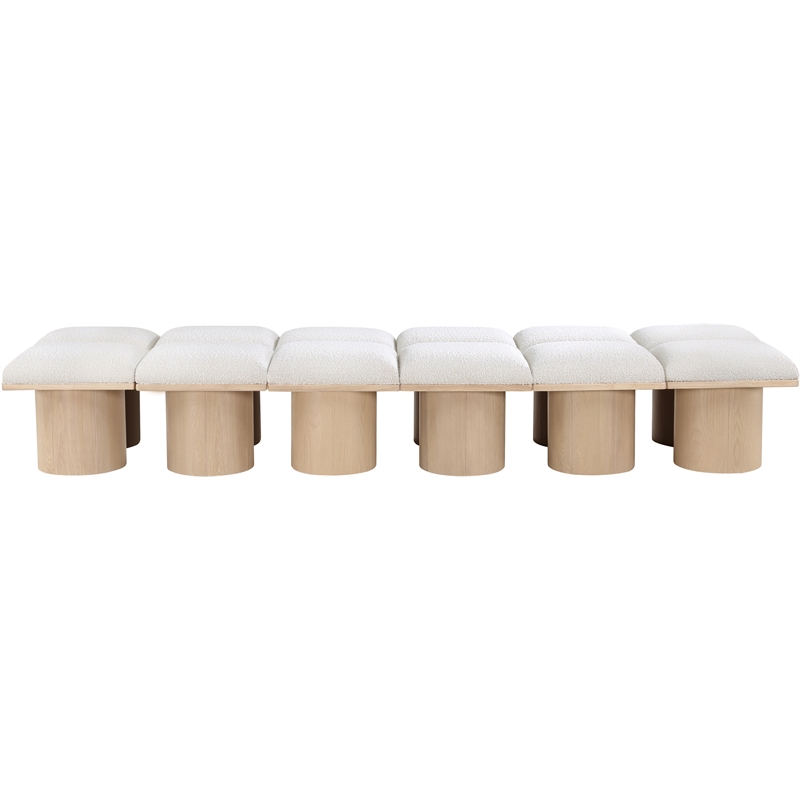 Meridian Furniture Pavilion Cream Boucle Fabric Bench