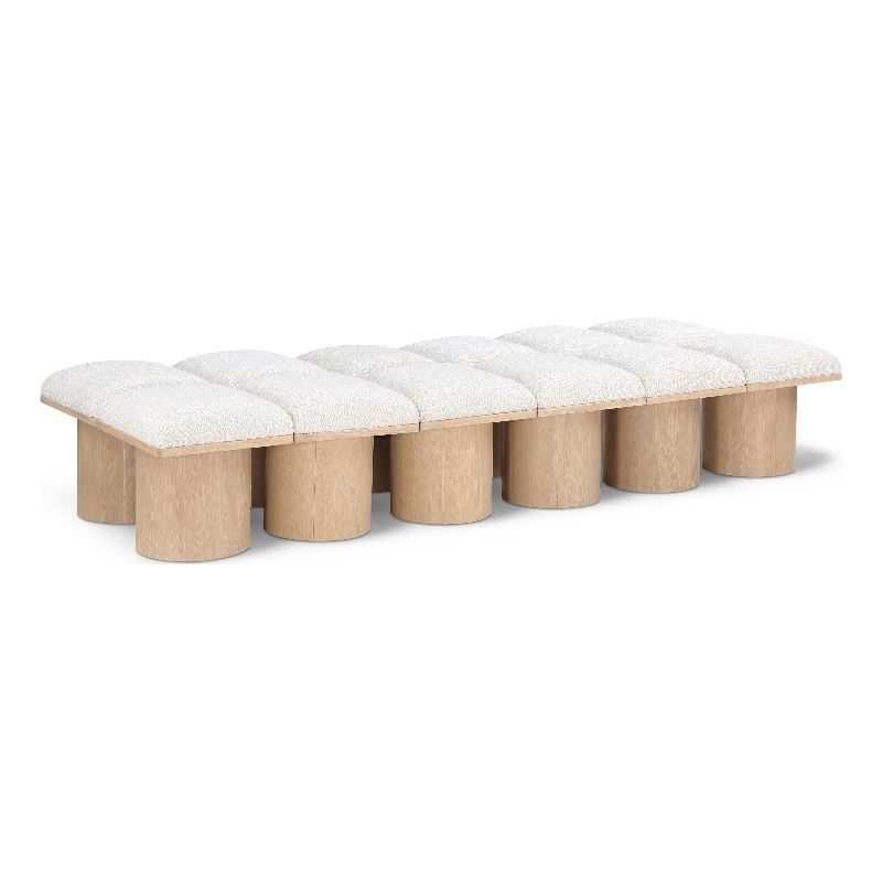 Meridian Furniture Pavilion Cream Boucle Fabric Bench