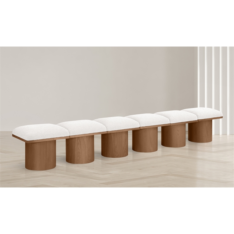 Meridian Furniture Pavilion Cream Boucle Fabric Bench