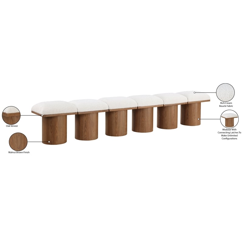 Meridian Furniture Pavilion Cream Boucle Fabric Bench