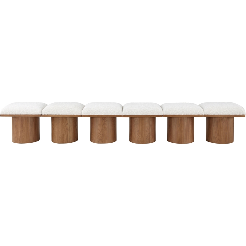 Meridian Furniture Pavilion Cream Boucle Fabric Bench