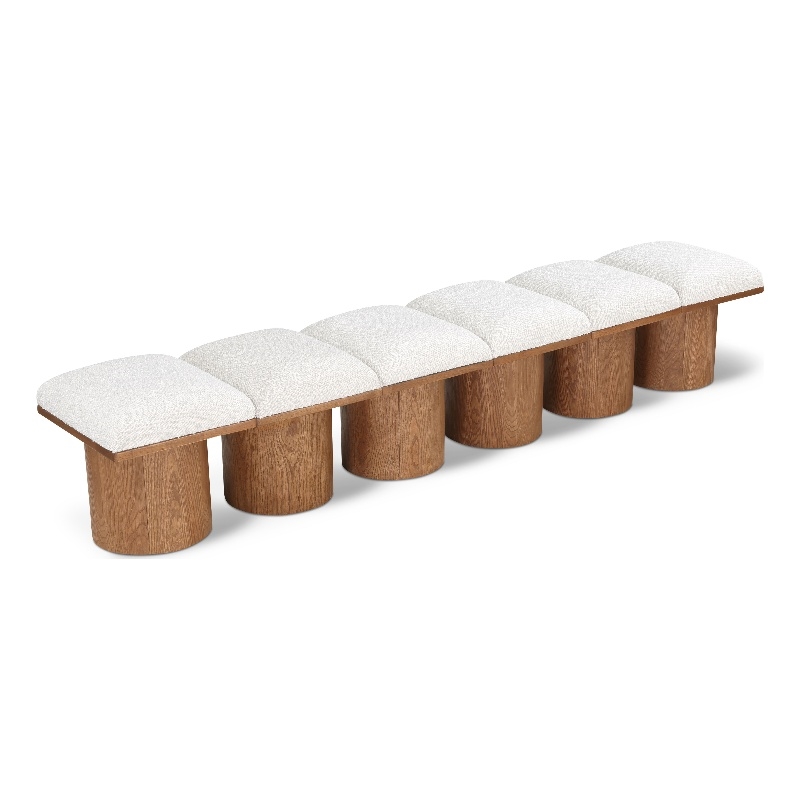 Meridian Furniture Pavilion Cream Boucle Fabric Bench
