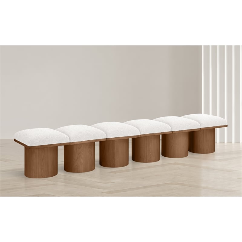 Meridian Furniture Pavilion Cream Boucle Fabric Bench