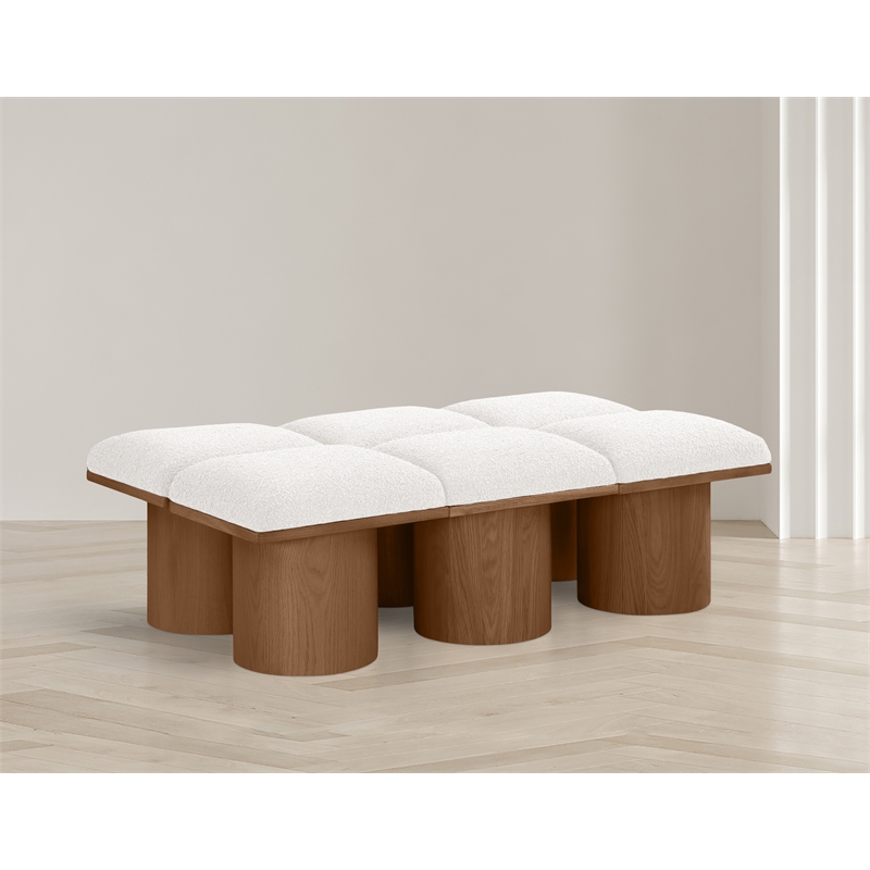 Meridian Furniture Pavilion Cream Boucle Fabric Bench
