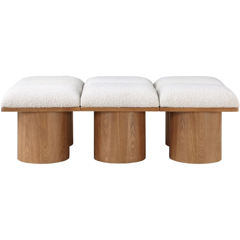 Meridian Furniture Pavilion Cream Boucle Fabric Bench